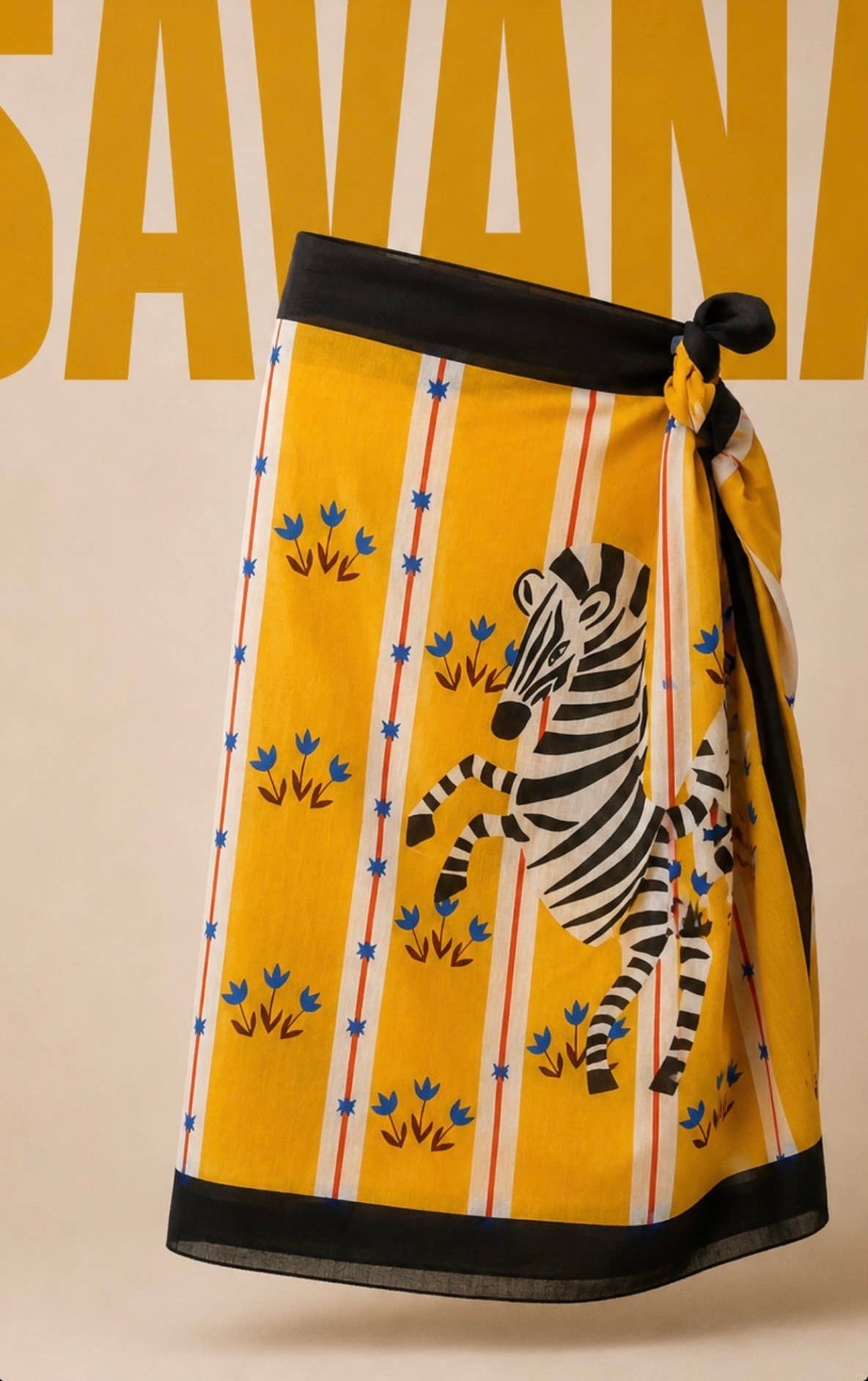 Gonna sarong maxi con stampa zebra color senape | Copricostume da spiaggia