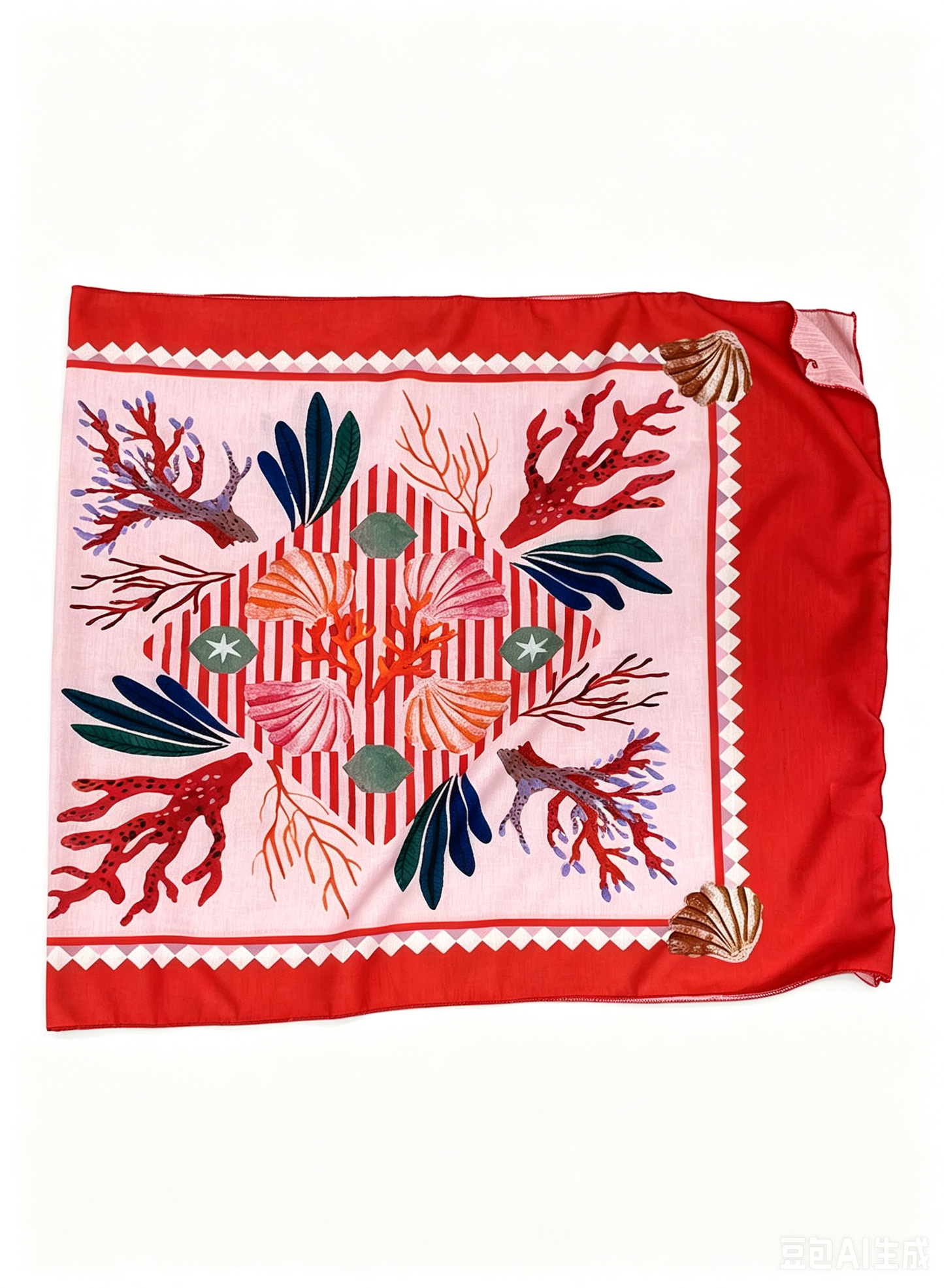 Gonna pareo con stampa tropicale: oceano, coralli, conchiglie e stelle marine