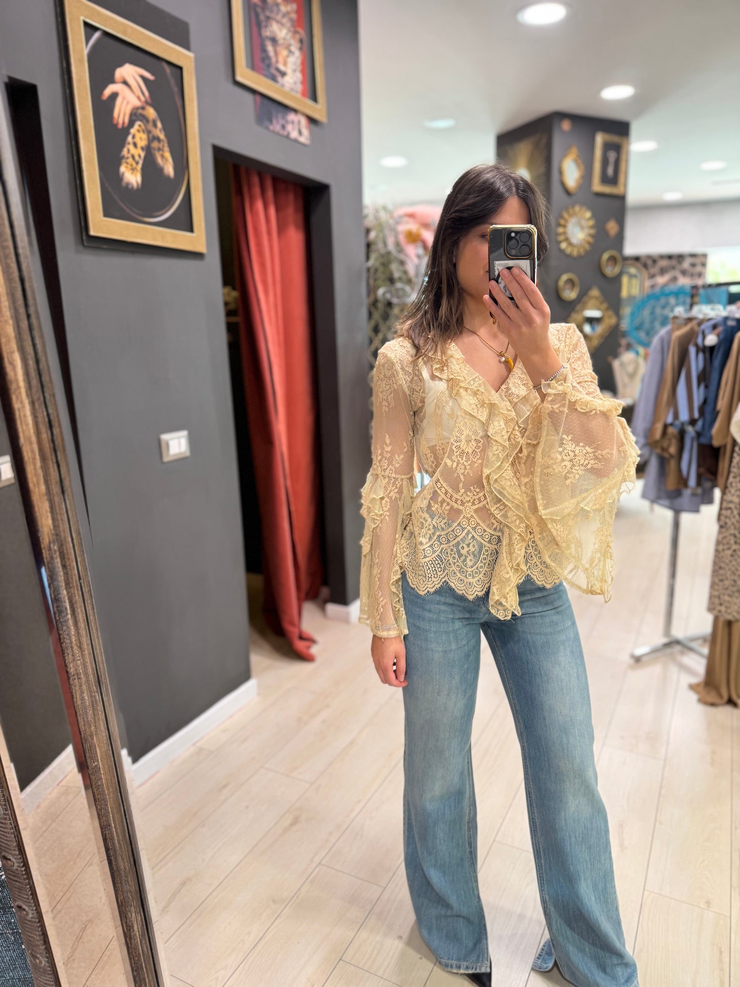 BLUSA IN PIZZO NUDE SOUVENIR