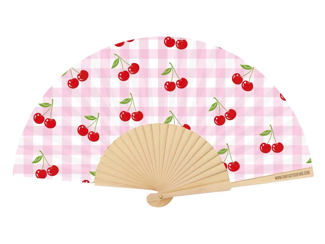 Ventaglio vichy rosa 23 cm