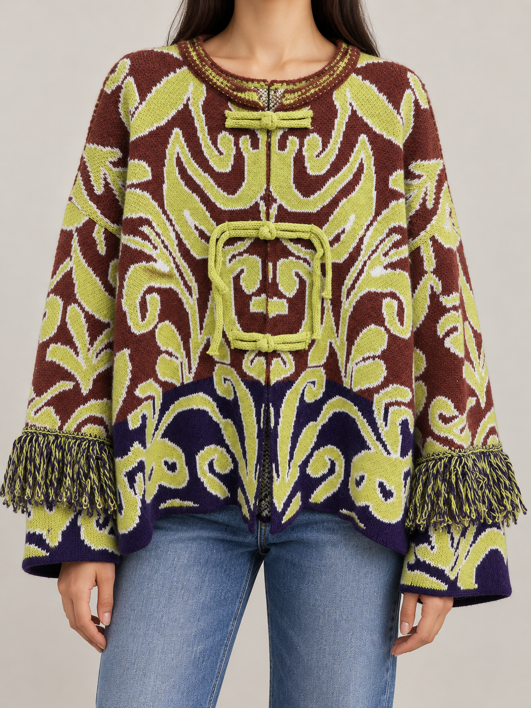 CARDIGAN JAQUARD MANICA AMPIA DIXIE