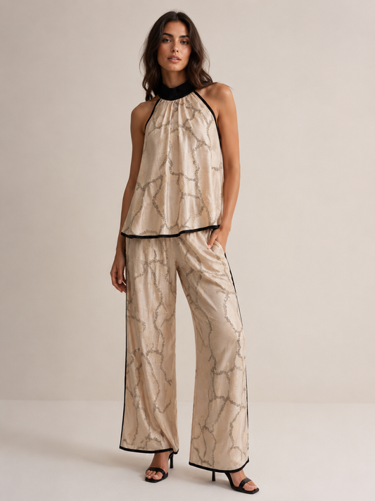 PANTALONE CON STRASS RICAMATI SOUVENIR