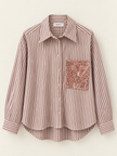 CAMICIA RIGATA ROSA TASCA PAILLETTES MOTEL