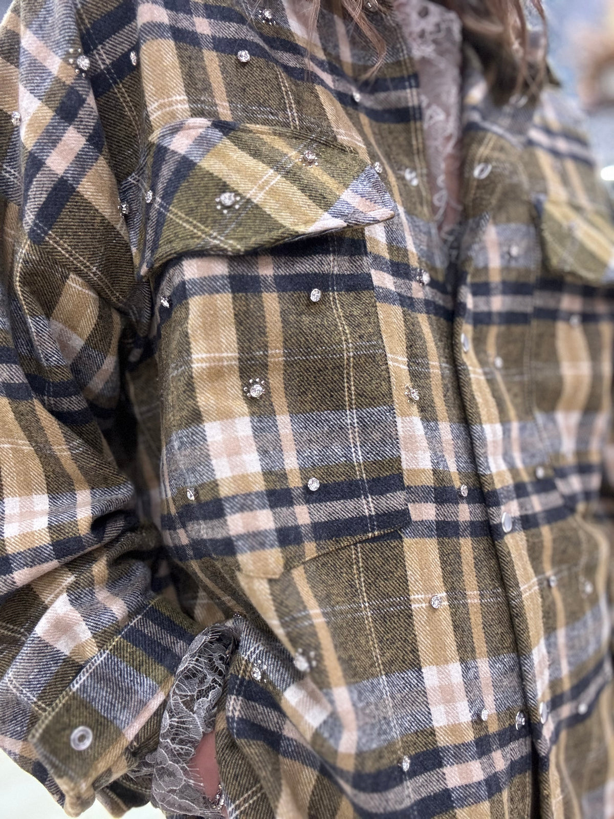 CAMICIA TARTAN CON STRASS DIXIE