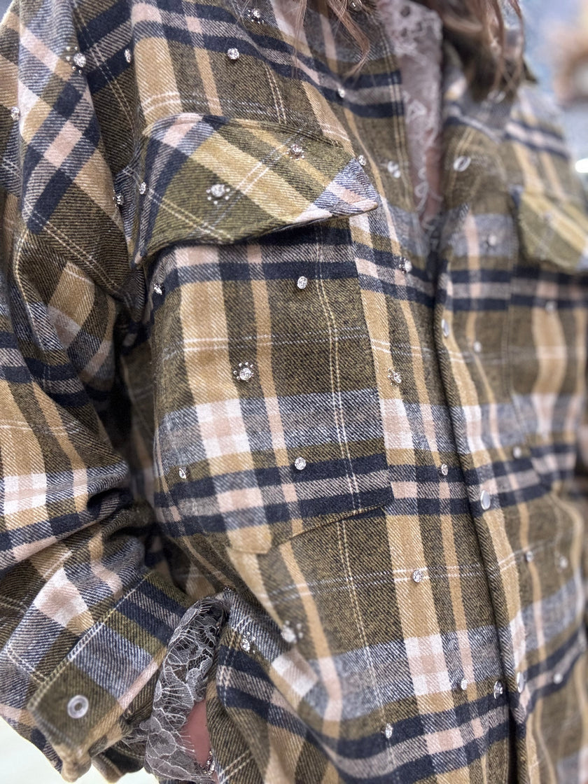 CAMICIA TARTAN CON STRASS DIXIE