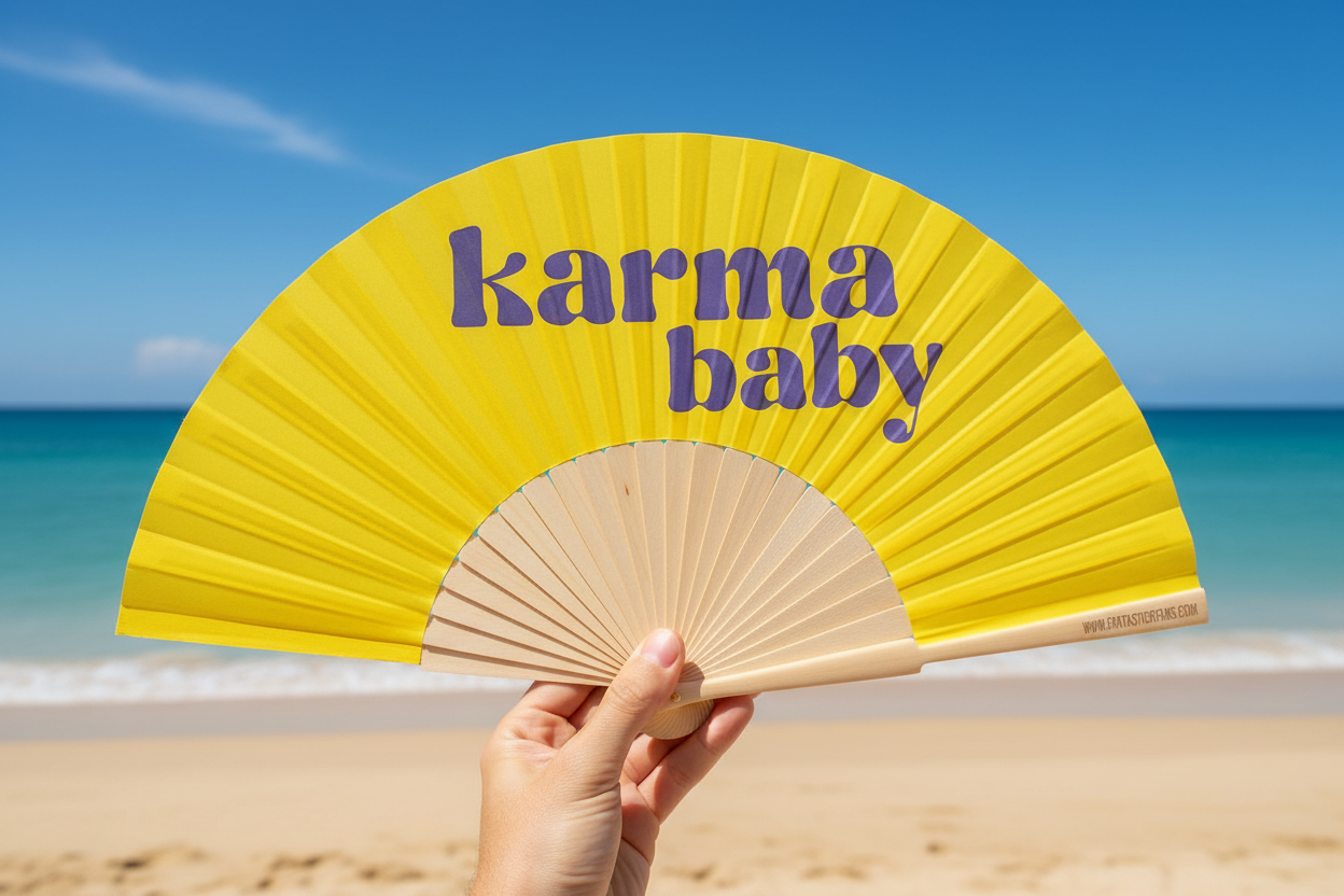 Ventilatore da 23 cm con slogan Karma Baby