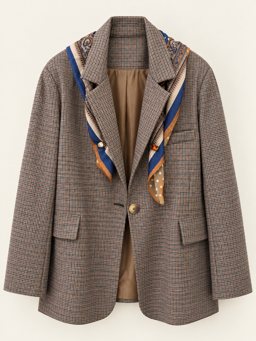 GIACCA OVER MICRO CHECK CON FOULARD DONTWAIT