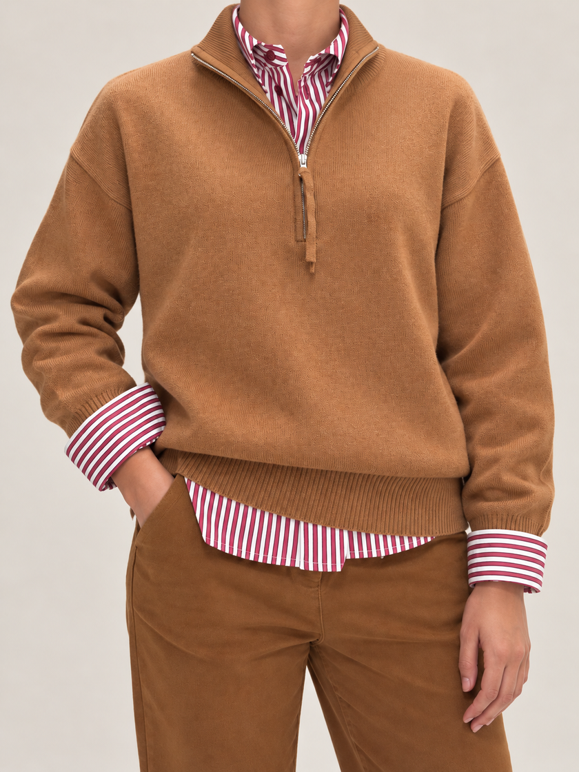 MAGLIONE CON ZIP IN LANA CAMMELLO PHILIALOFT