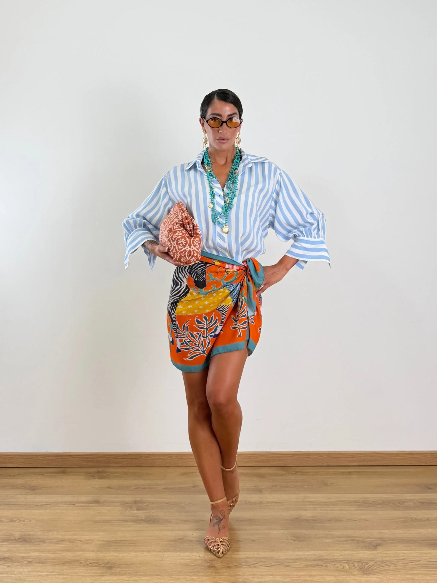 Gonna pareo a stampa zebra tropicale con laccio laterale｜Copricostume da spiaggia