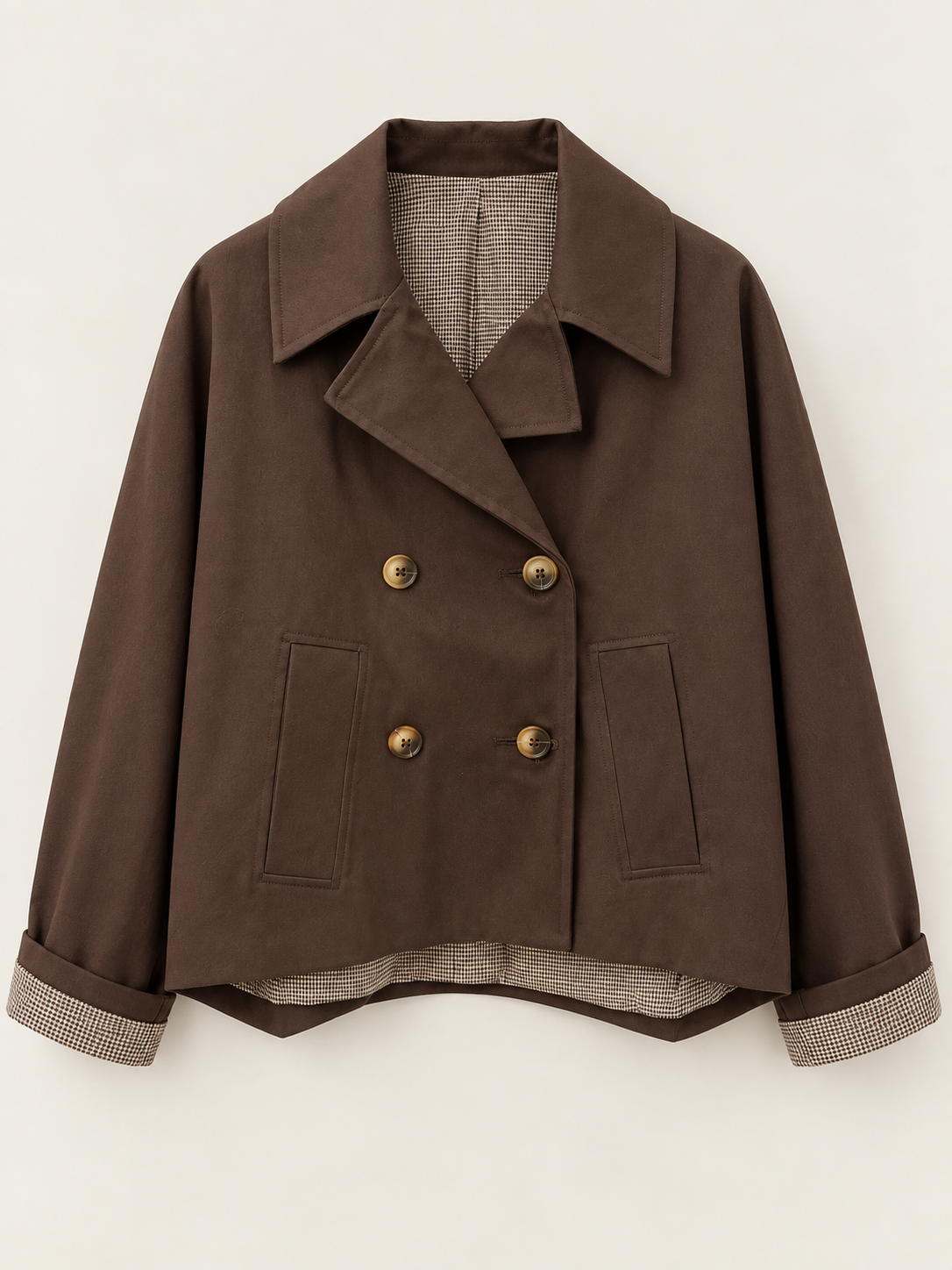 TRENCH DOPPIOPETTO CON DETTAGLIO CHECK DONTWAIT