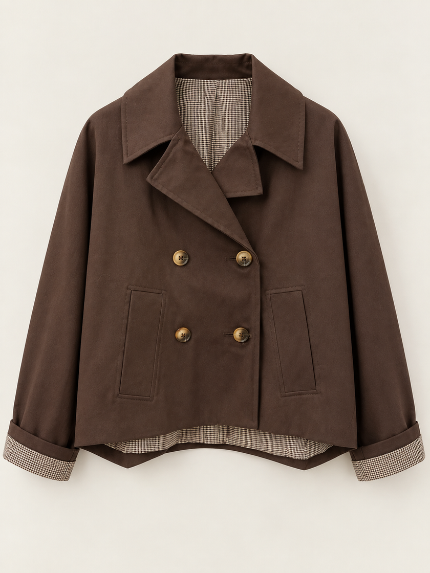 TRENCH DOPPIOPETTO CON DETTAGLIO CHECK DONTWAIT