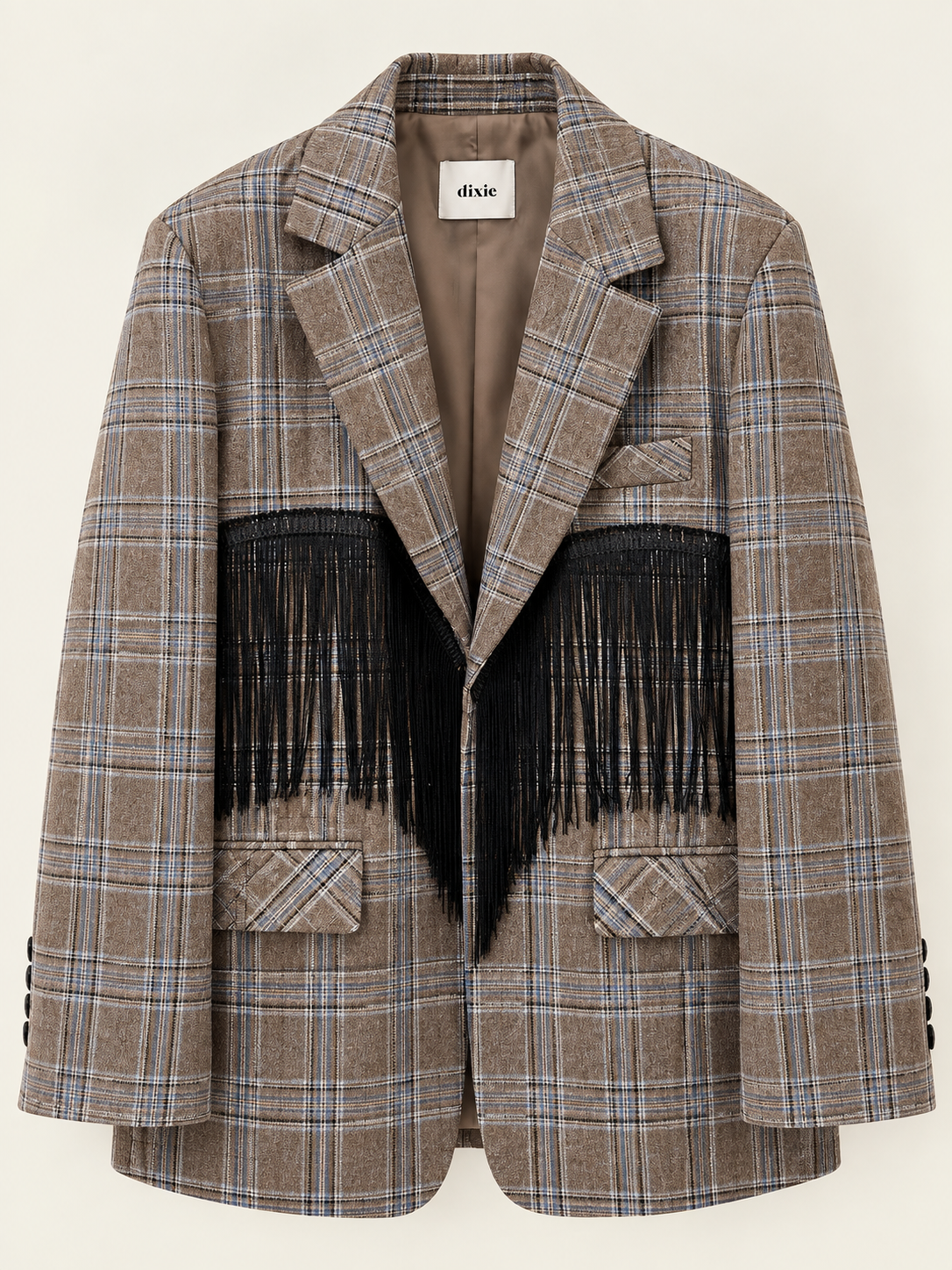 GIACCA CHECK CON FRANGE NERE DIXIE