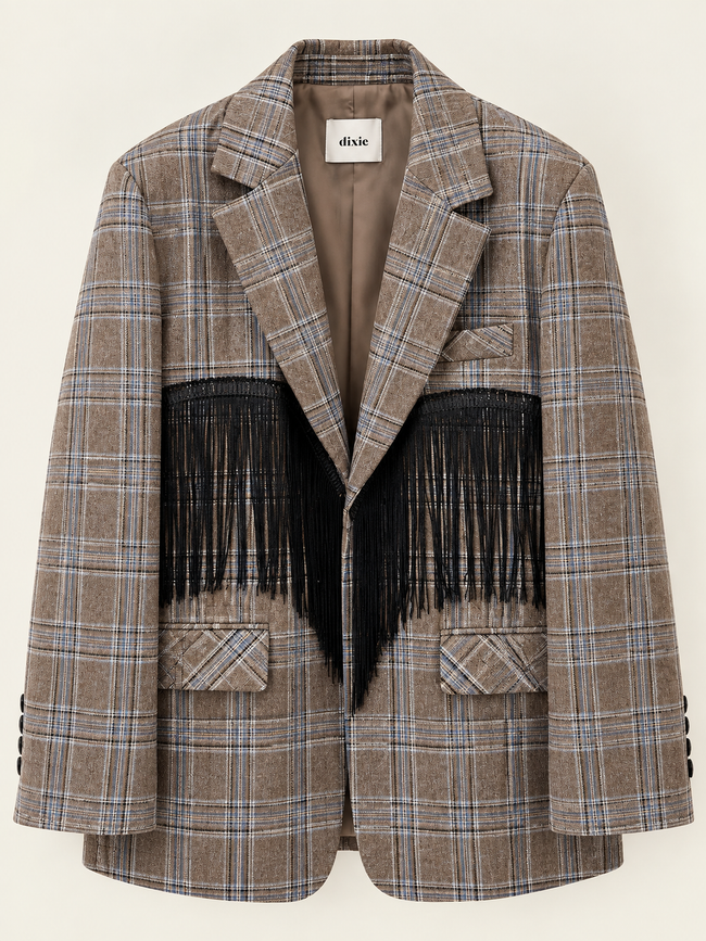 GIACCA CHECK CON FRANGE NERE DIXIE