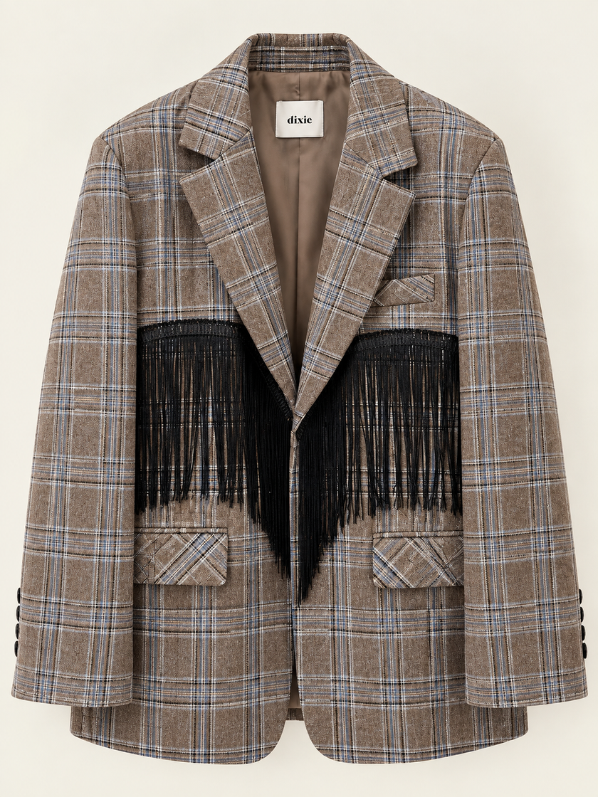GIACCA CHECK CON FRANGE NERE DIXIE