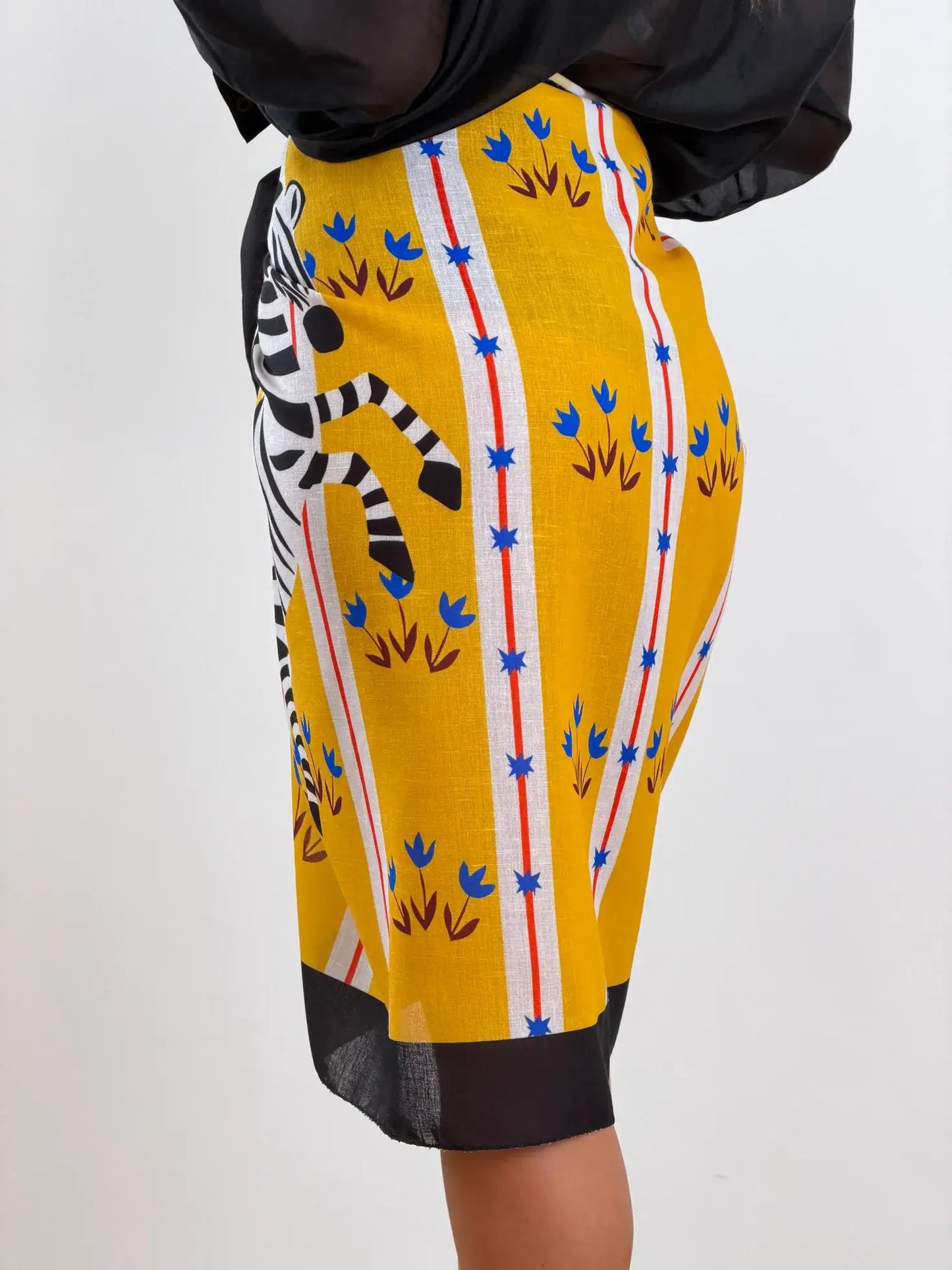 Gonna sarong maxi con stampa zebra color senape | Copricostume da spiaggia