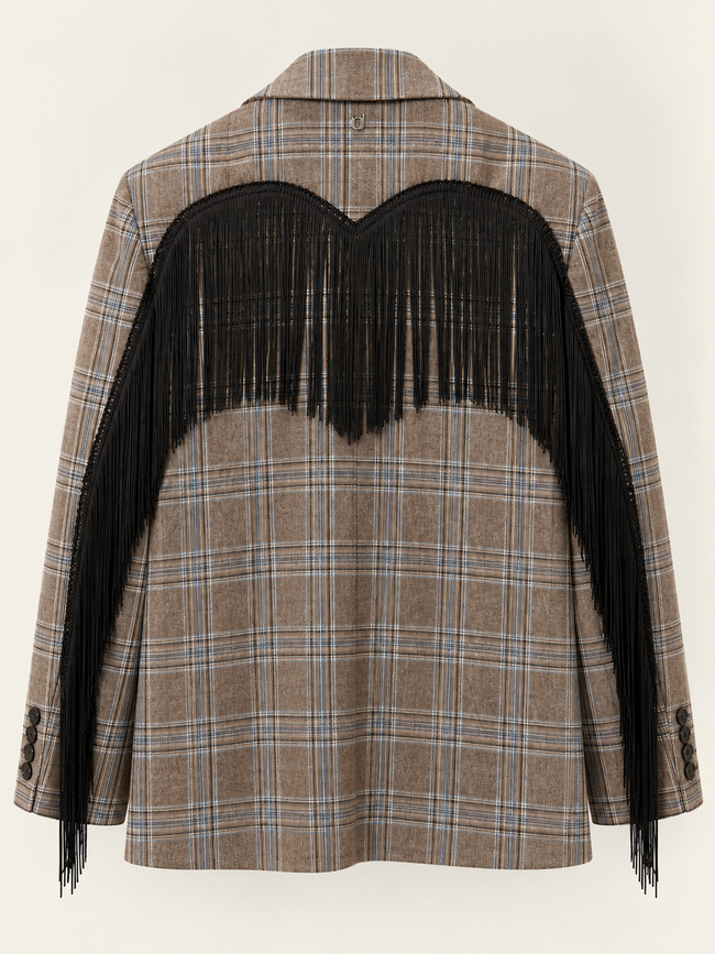 GIACCA CHECK CON FRANGE NERE DIXIE