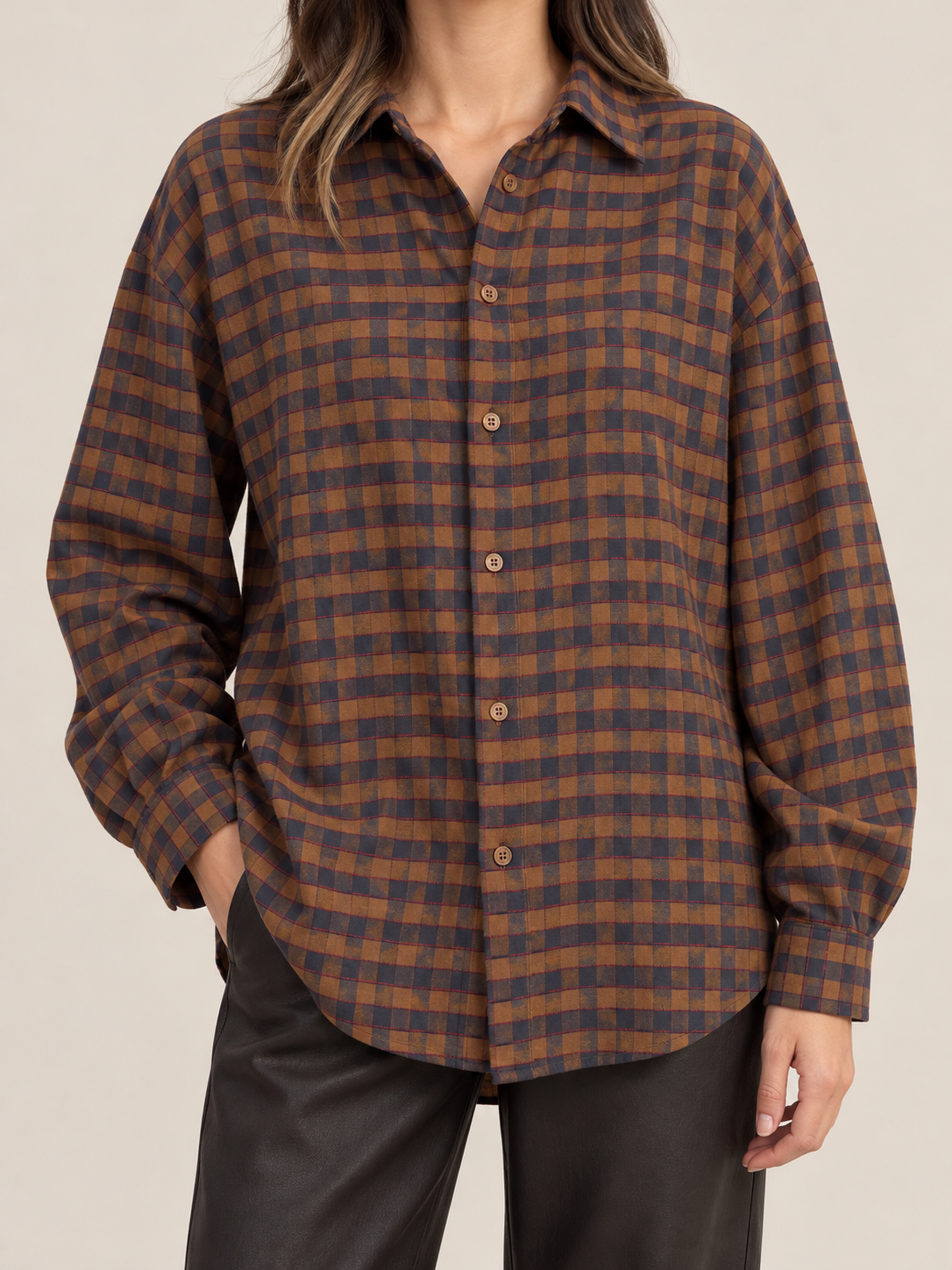 CAMICIA QUADRETTI cammello bluette DONTWAIT