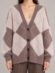 CARDIGAN ROMBI tortora e panna SOUVENIR