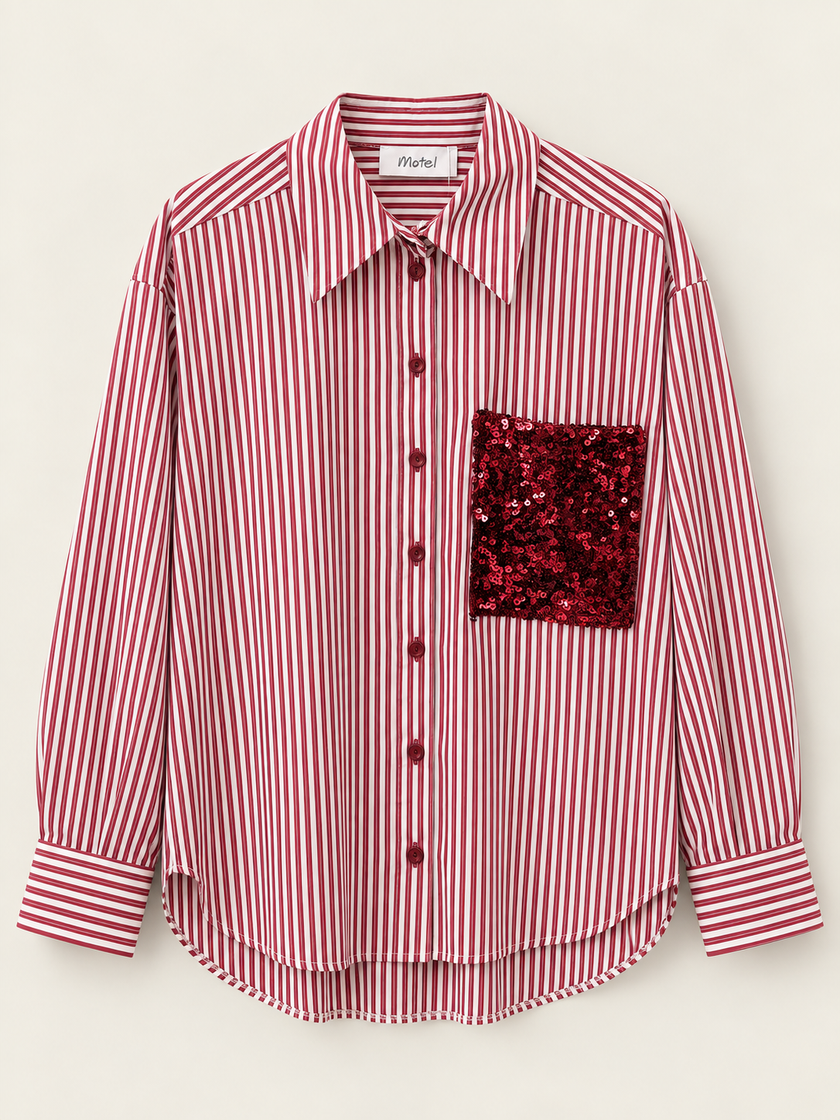 CAMICIA GESSATA BORDEAUX TASCA PAILLETTES MOTEL