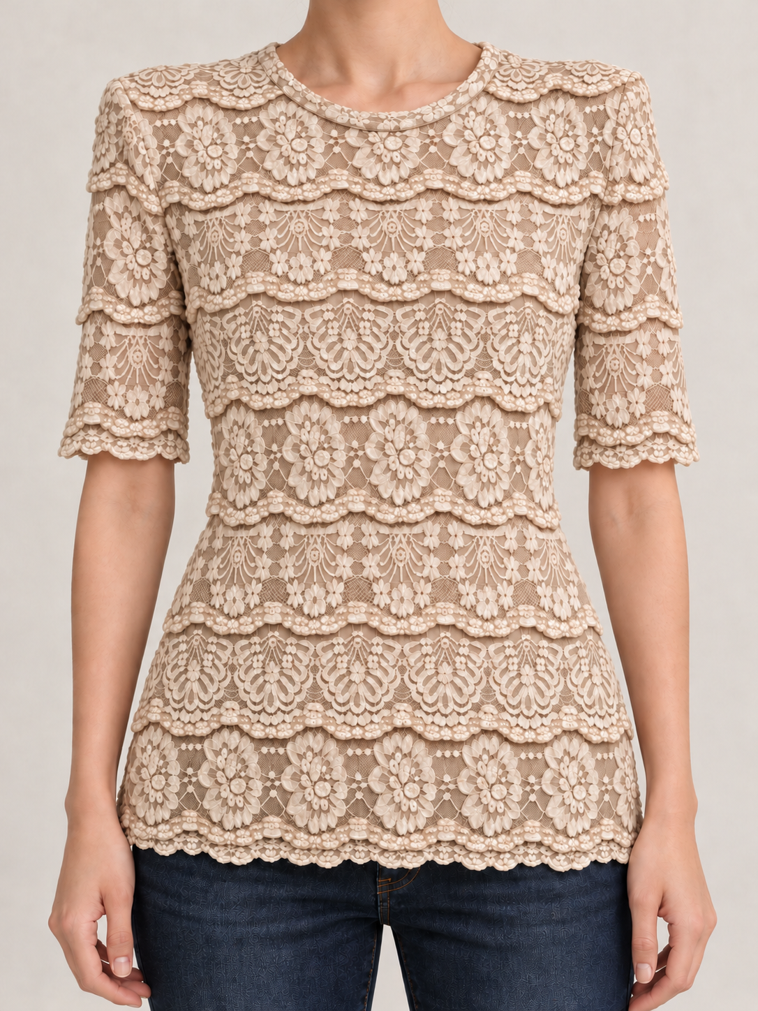 TSHIRT IN PIZZO LAVORATO ECRU PHILIALOFT