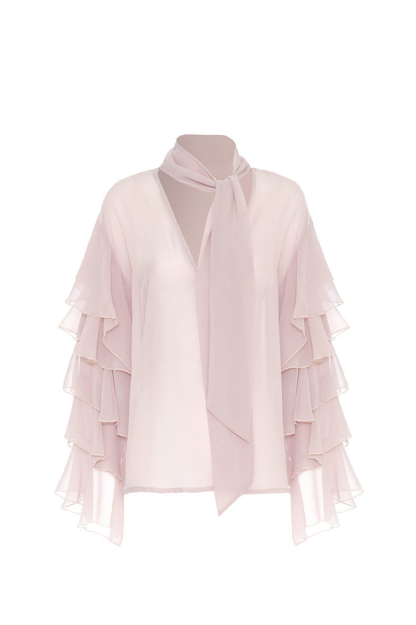 BLUSA IN CHIFFON A BALZE SOALLURE