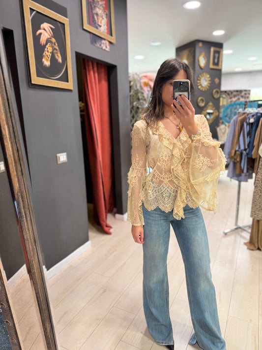 BLUSA IN PIZZO NUDE SOUVENIR