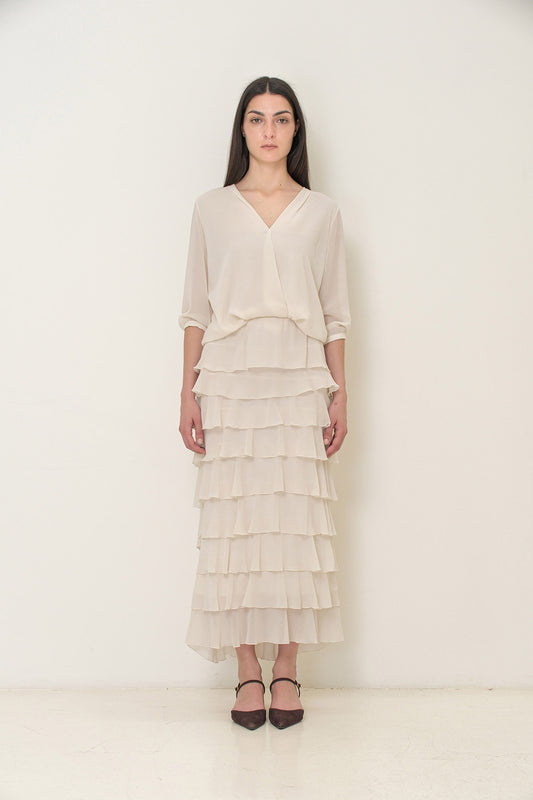 BLUSA IN GEORGETTE CHAMPAGNE SOALLURE