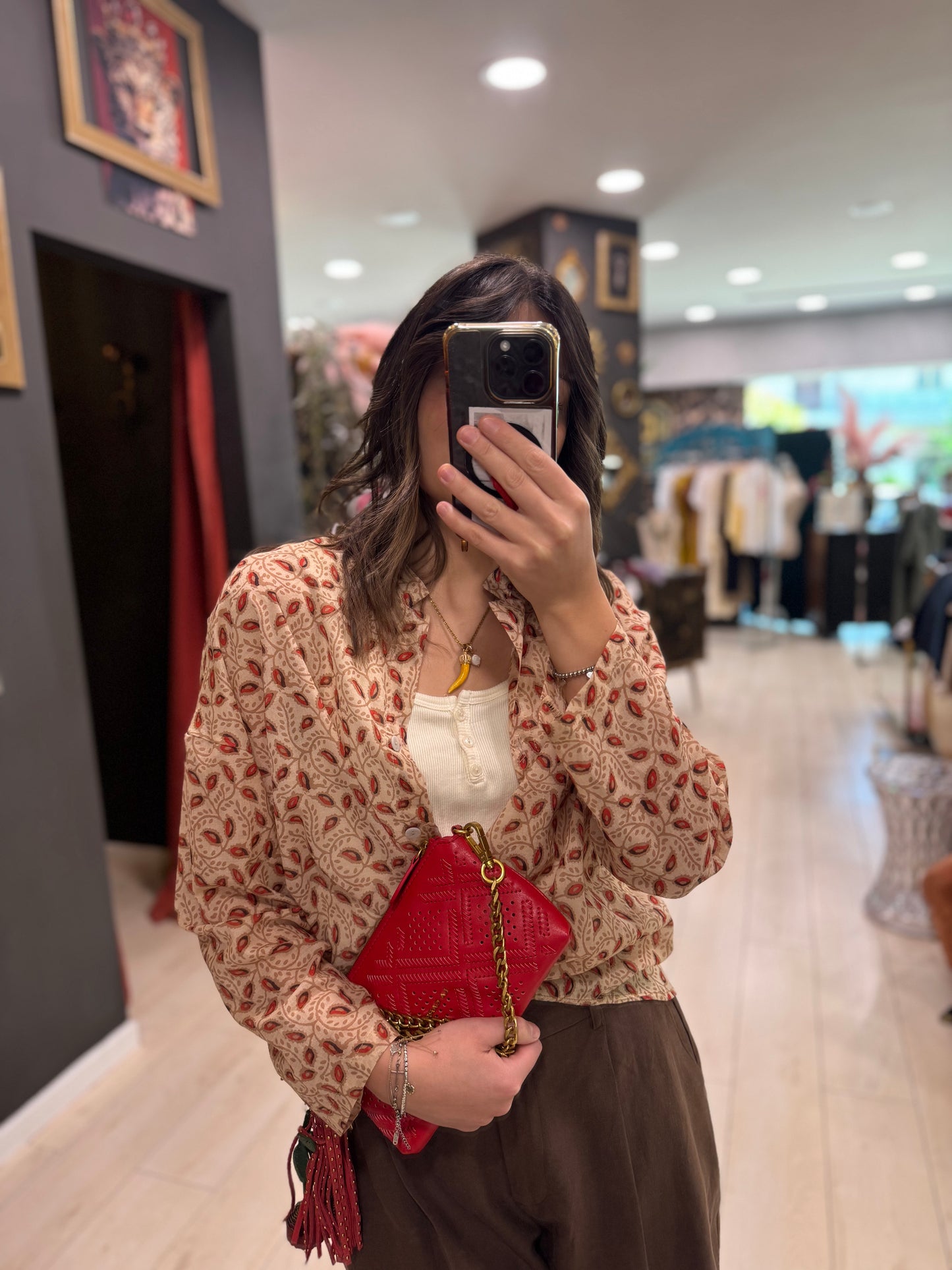 POCHETTE IN PELLE ROSSA LACARRIE