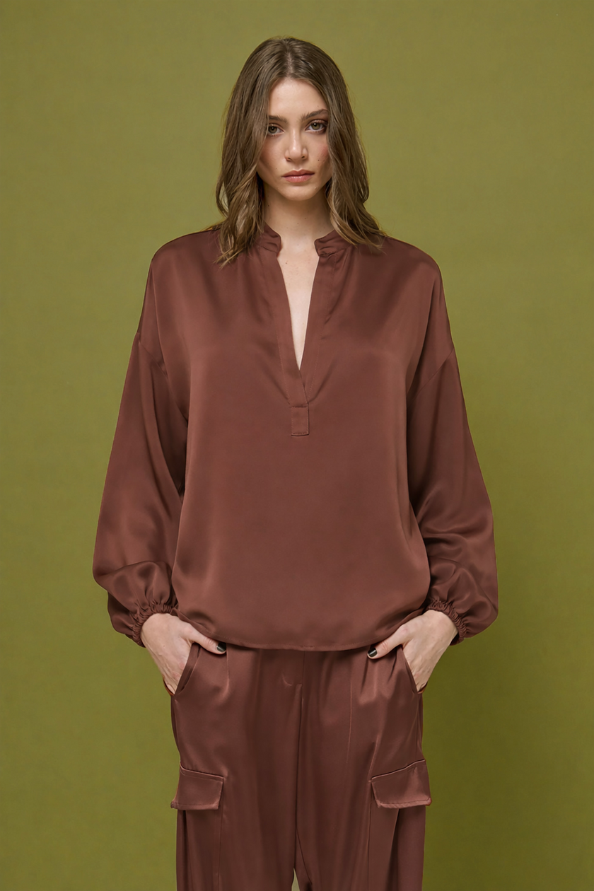 BLUSA IN RASO CON COLLO SERAFINO SOALLURE
