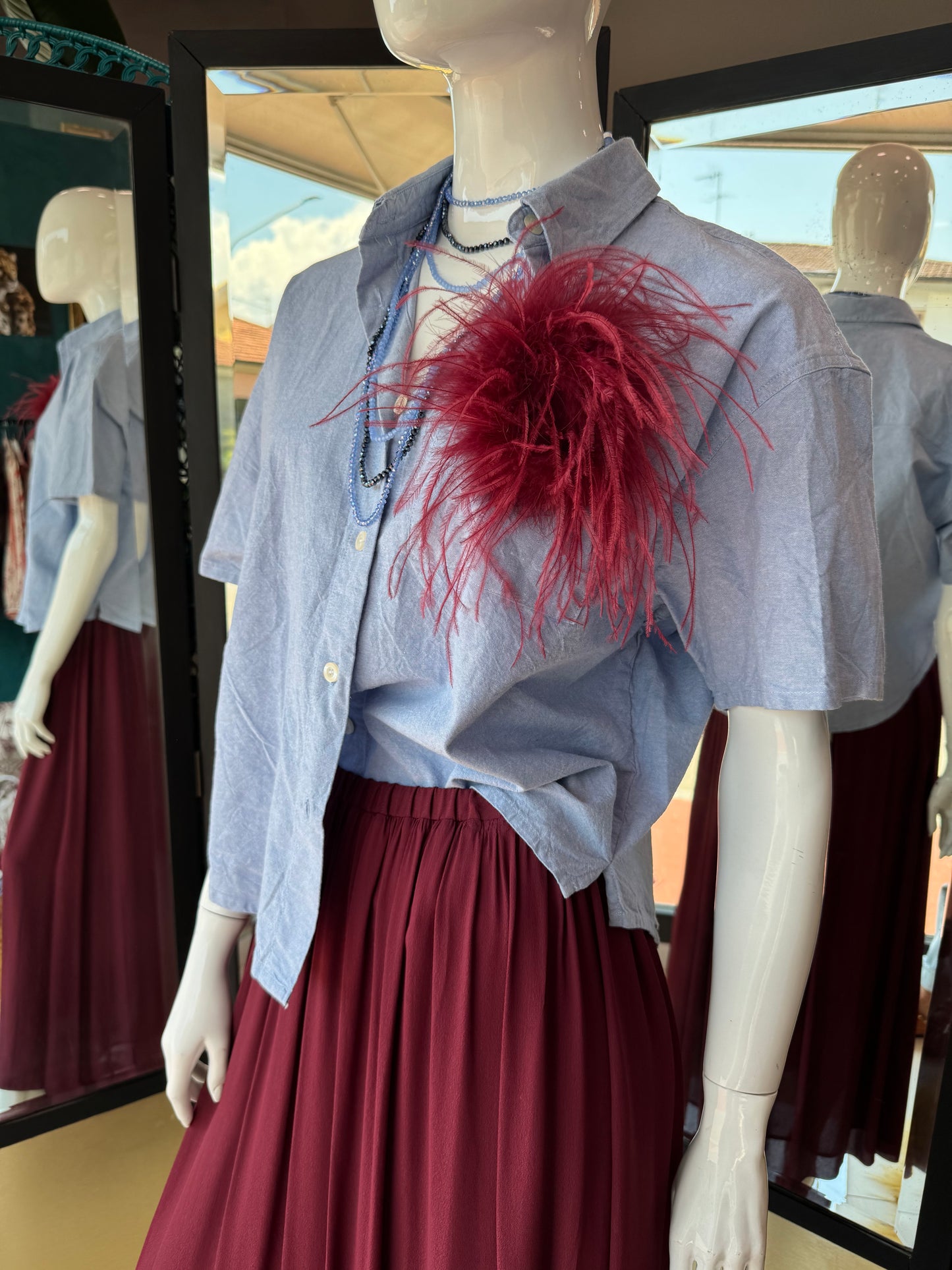 CAMICIA MEZZA MANICA CELESTE AMERICANVINTAGE