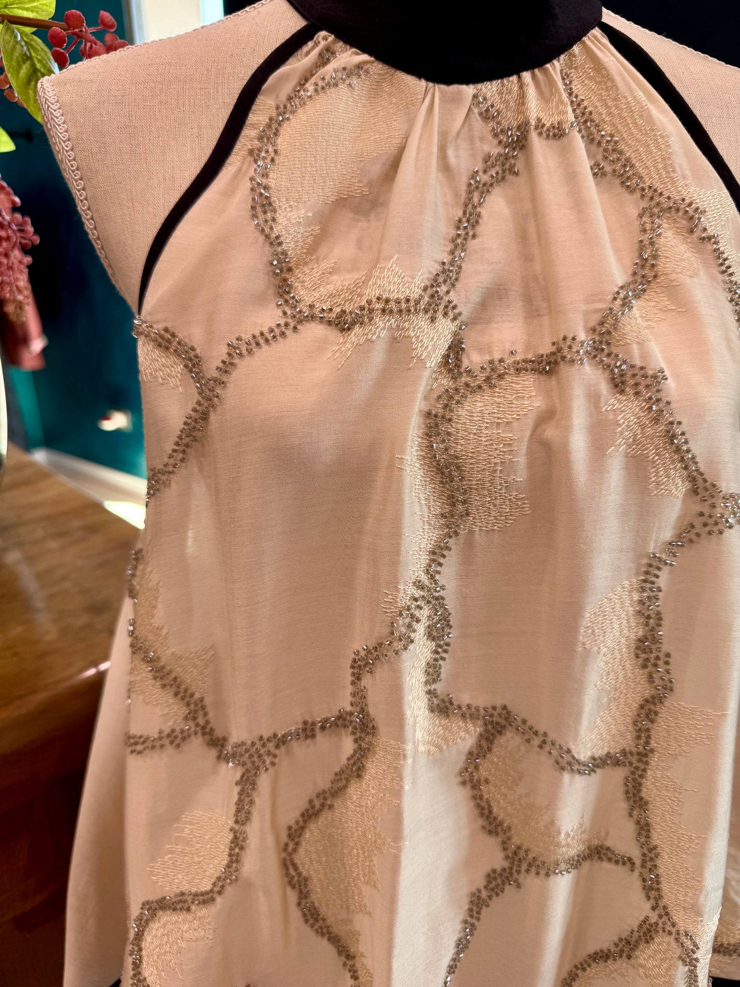 TOP SCOLLO HALTER STRASS RICAMATI SOUVENIR