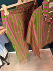 COMPLETO PIJAMA RIGATO VERDE E FUXIA