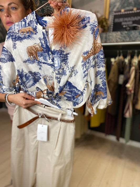 CAMICIA IN MISTO SETA FANTASIA SAFARI