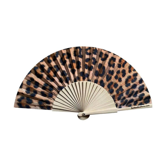 Ventaglio leopardato da 23 cm, formato da borsa