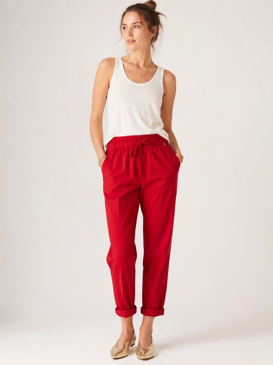PANTALONE ROSSO IN COTONE CON ELASTICO SOUVENIR