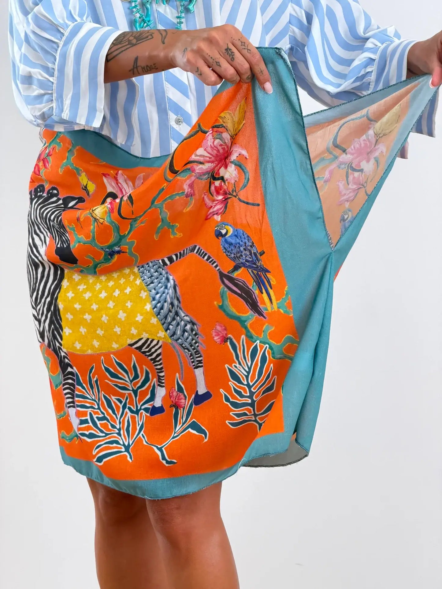 Gonna pareo a stampa zebra tropicale con laccio laterale｜Copricostume da spiaggia