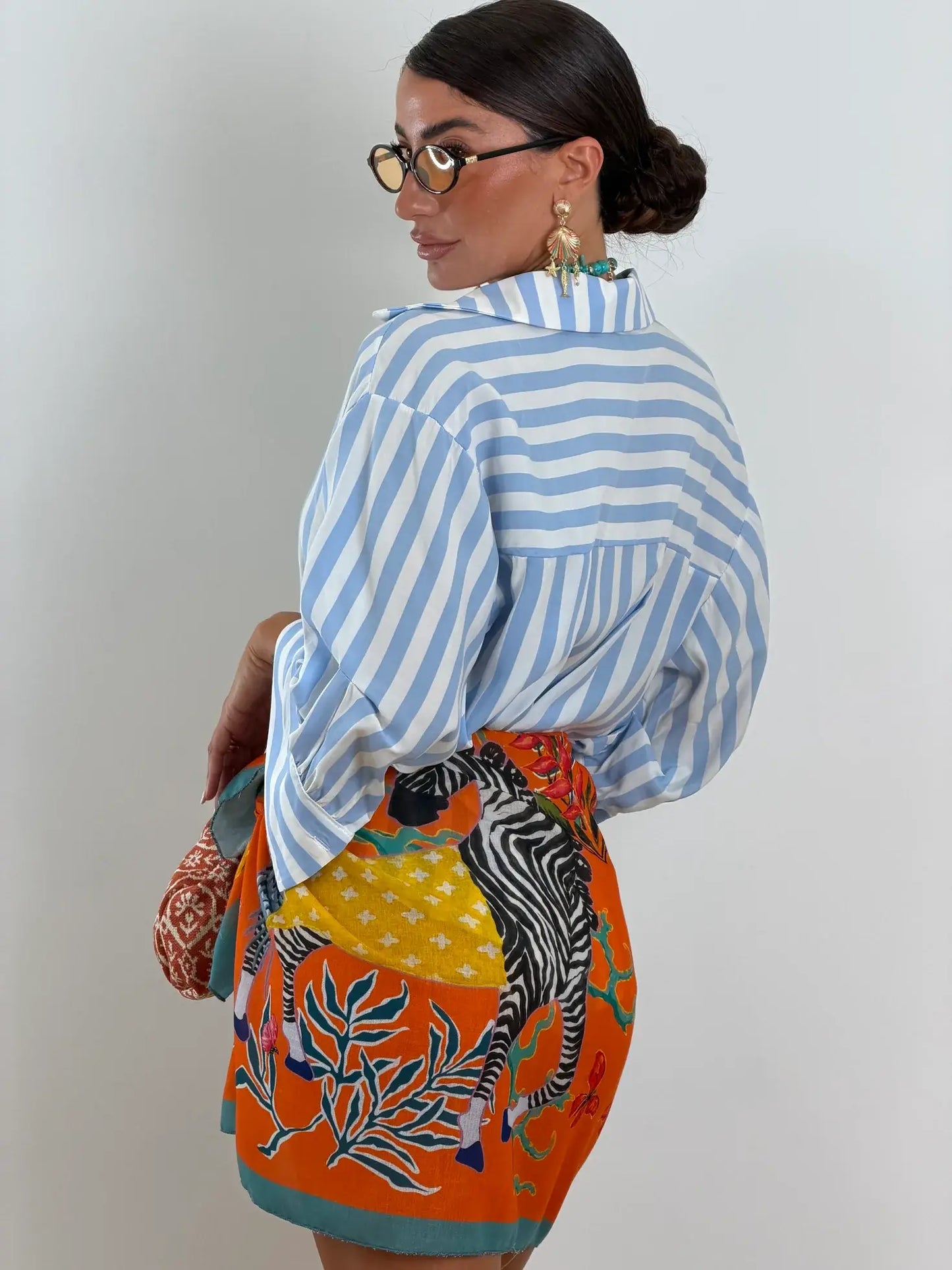 Gonna pareo a stampa zebra tropicale con laccio laterale｜Copricostume da spiaggia