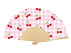 Ventaglio vichy rosa 23 cm