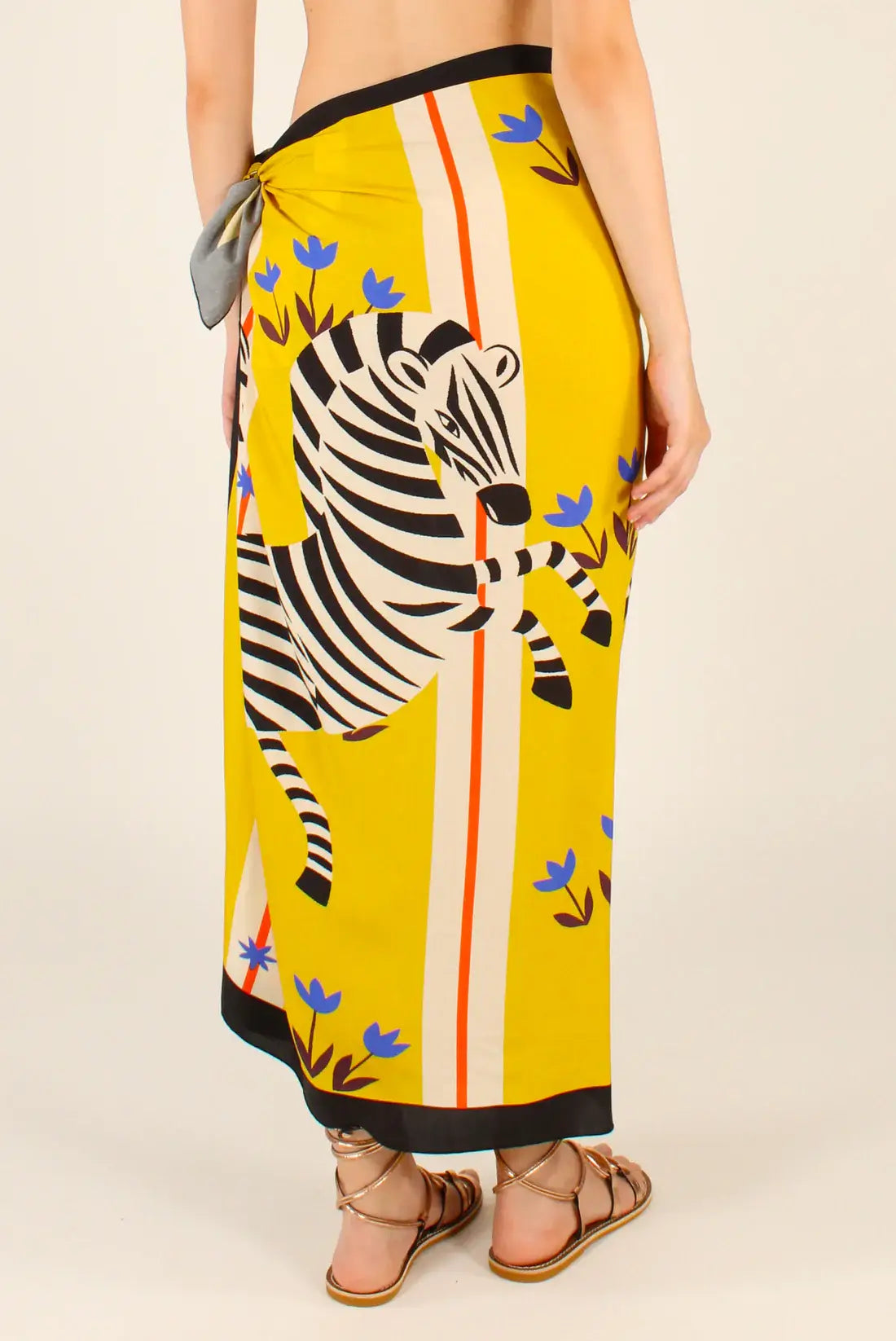Gonna sarong maxi con stampa zebra color senape | Copricostume da spiaggia
