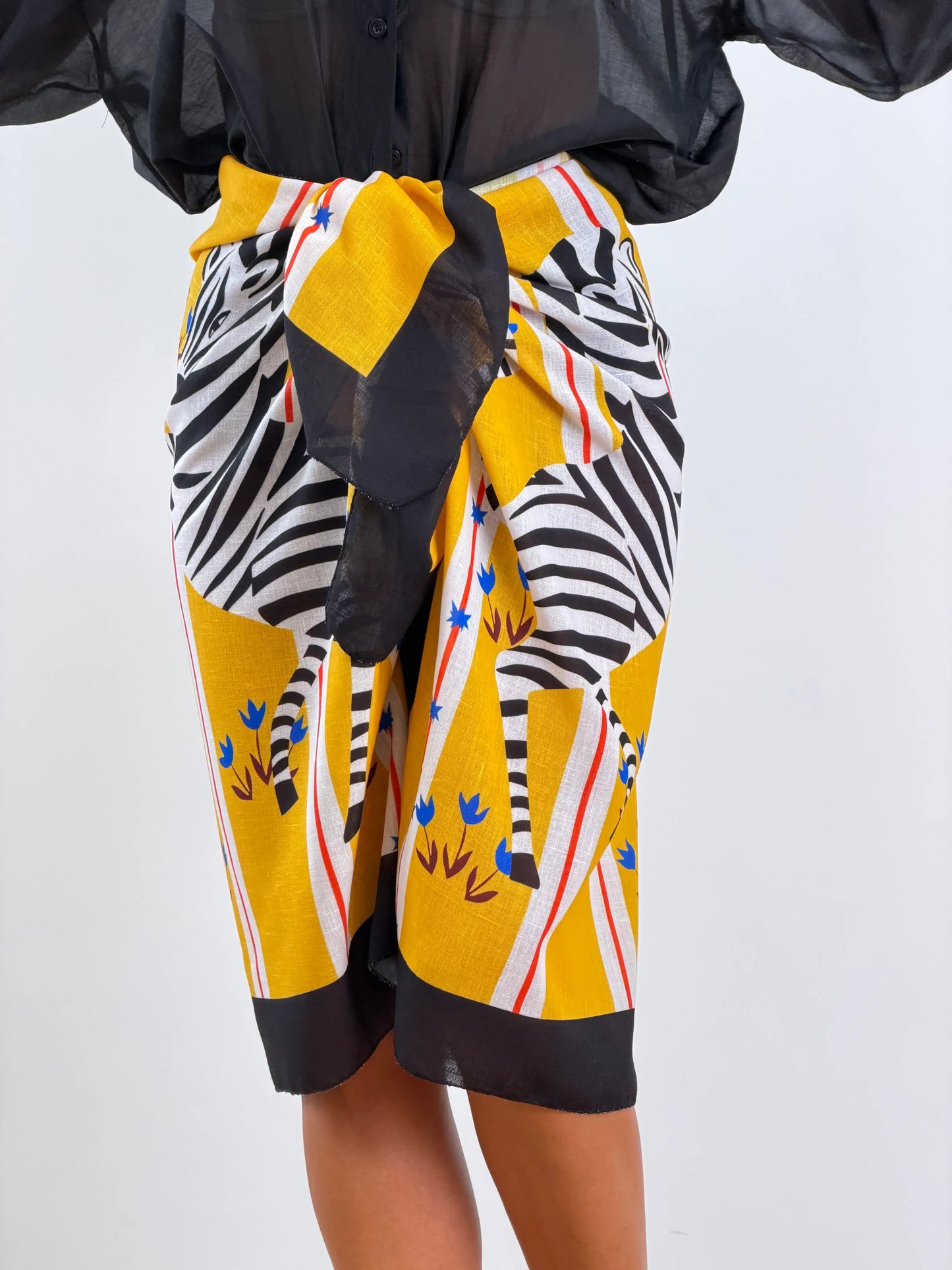 Gonna sarong maxi con stampa zebra color senape | Copricostume da spiaggia