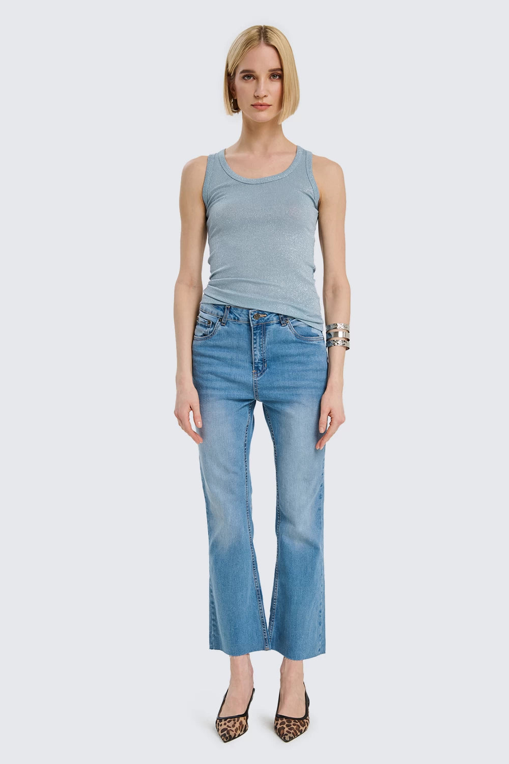 JEANS CROP FLARE TWO WAY
